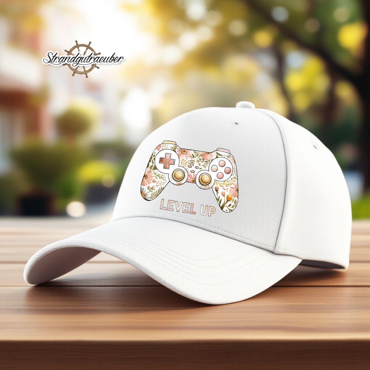 Buegelbild Level Up - Controller mit Blumen